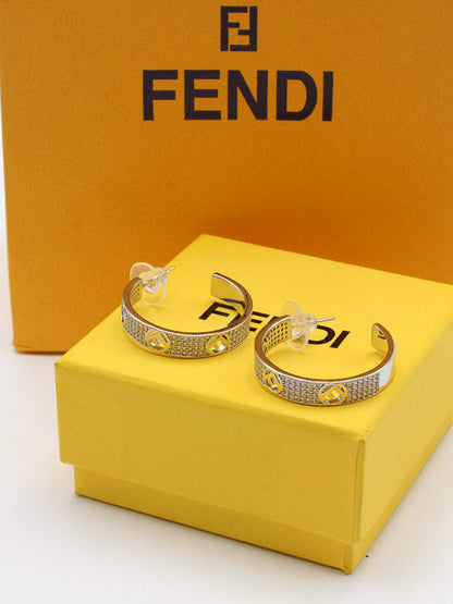 حلق فندي دائري زركون حلق fendi