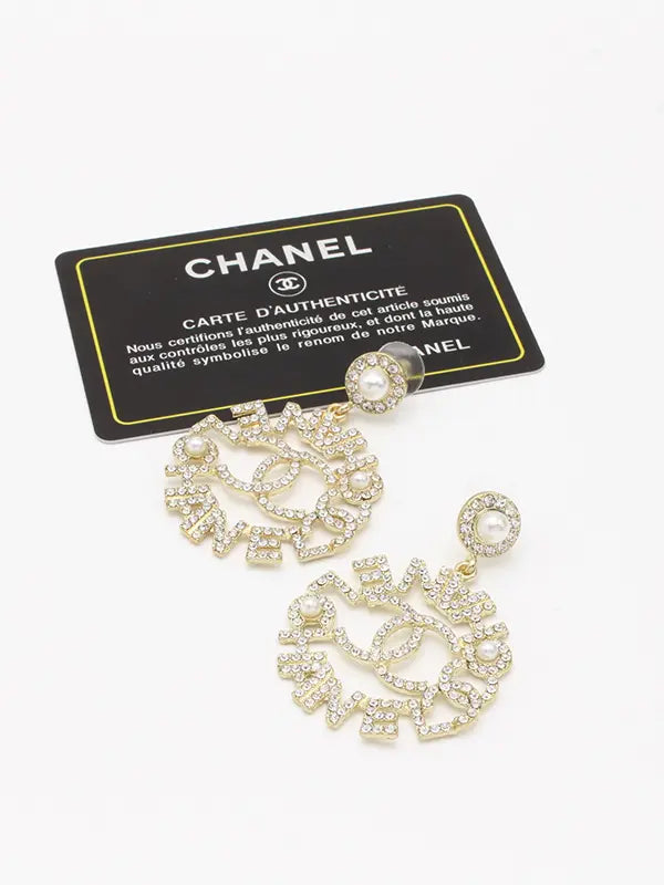 حلق شانيل كبير لولو وكريستال لوقو حلق chanel