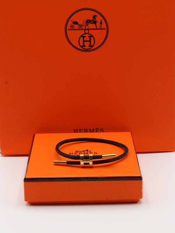 اسوارة هيرمز جلد اسود لوقو اسواره HERMES