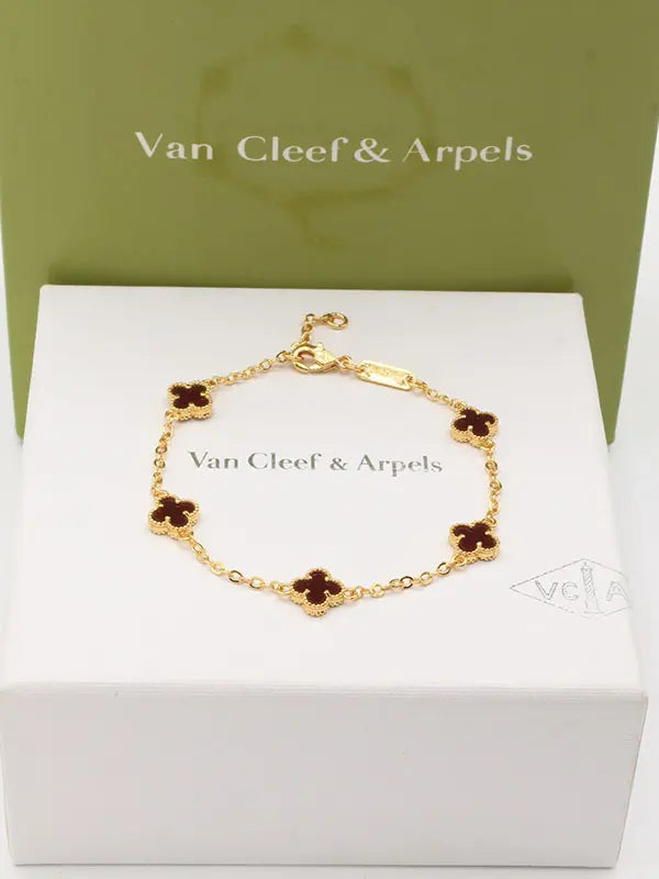 اساور فان كليف لوقو صغير اسواره van cleef عنابي ذهبي