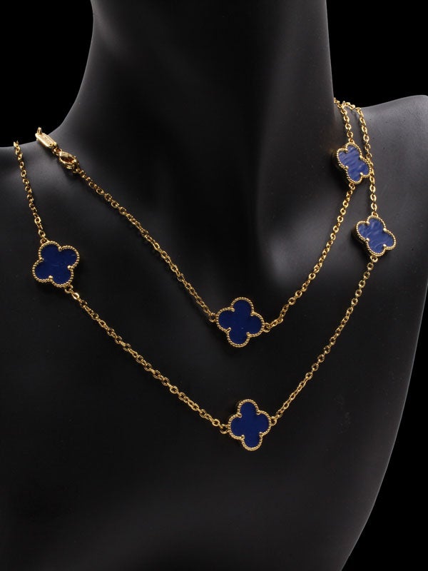 سلسال فان كليف طويل وذ لوقو سلسال van cleef ازرق