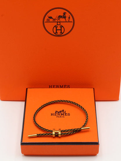 اسوارة هيرمز جلد اسود لوقو اسواره HERMES