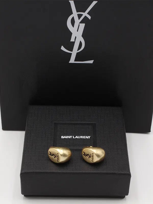 حلق ايف سان لوران ذهبي مطفي لوقو حلق ysl