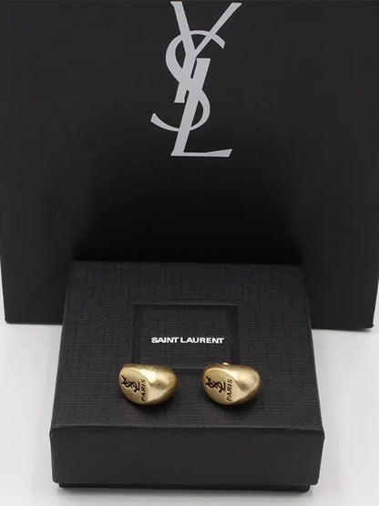 حلق ايف سان لوران ذهبي مطفي لوقو حلق ysl