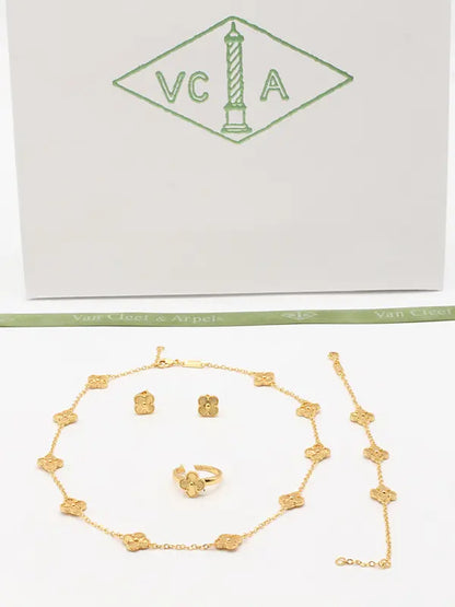 طقم فان كليف ورود ميني 4 قطع اطقم van cleef ذهبي 6
