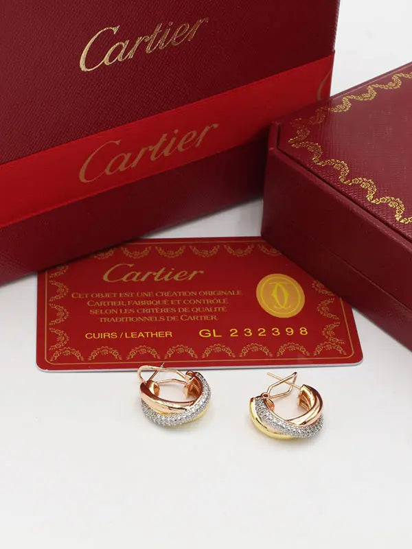 حلق كارتير لوقو ماستر زركون متشابك حلق CARTIER