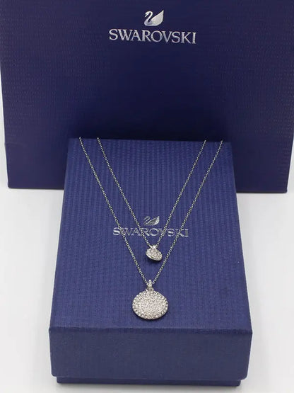سلسال سواروفسكي ستون دبل لاينز لوقو سلسال Swarovski فضي