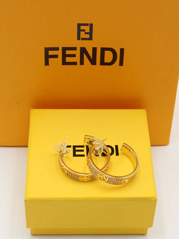 حلق فندي دائري زركون حلق fendi
