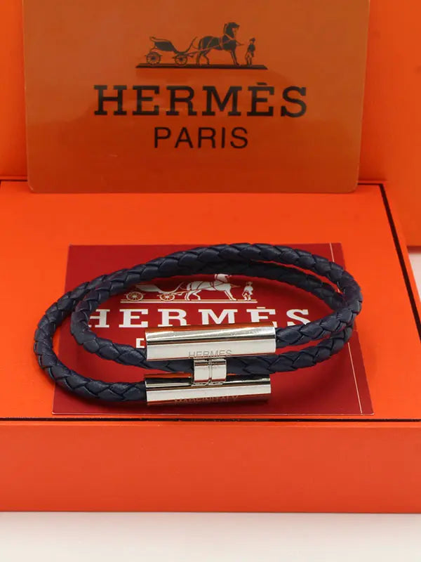 اسواره هيرمز لوقو نيو ليذر نسائي اسواره HERMES كحلي فضي نسائي 17