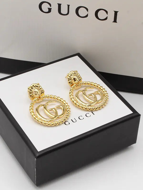 حلق قوتشي انتيك مدور كبير حلق gucci