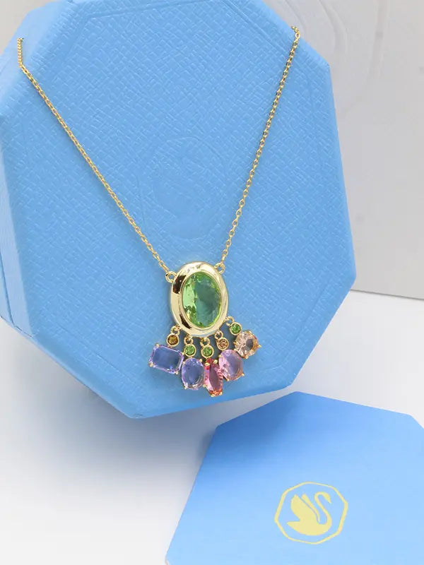سلسال سواروفسكي ملون جيما ماستر سلسال Swarovski ذهبي