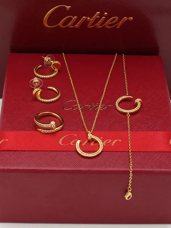 طقم كارتير مسمار ناعم 3 قطع زركون اطقم CARTIER