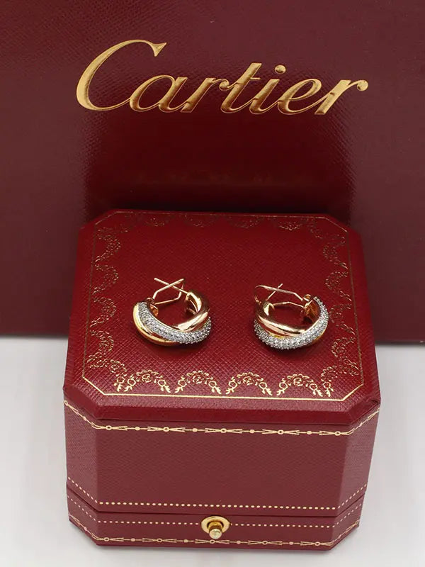 حلق كارتير لوقو ماستر زركون متشابك حلق CARTIER