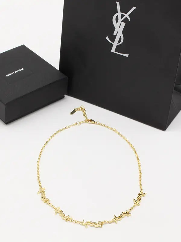 سلسال ايف سان لوران عقد ذهبي سلسال ysl