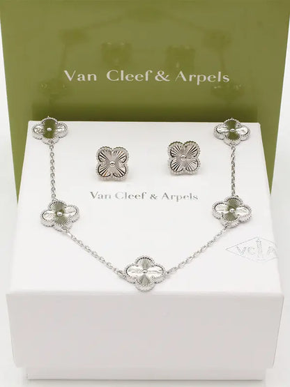 طقم فان كليف 5 وردات 02517 اطقم van cleef فضي