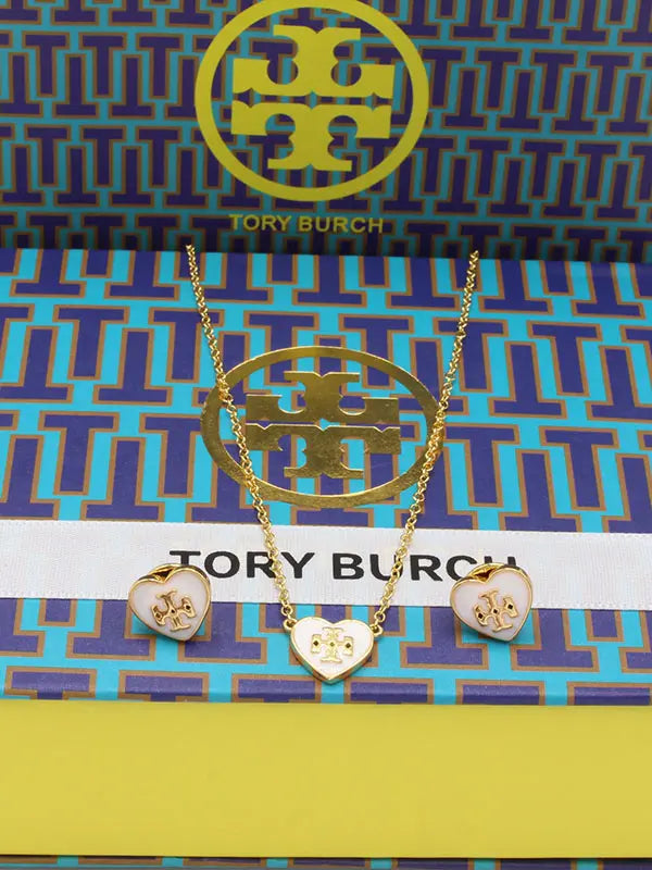 طقم توري بورش ناعم ابيض هارت اطقم tory burch ذهبي