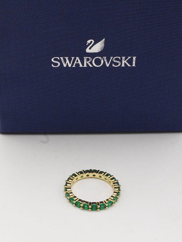 خاتم سواروفسكي دبله زركون خواتم Swarovski اخضر ذهبي 6