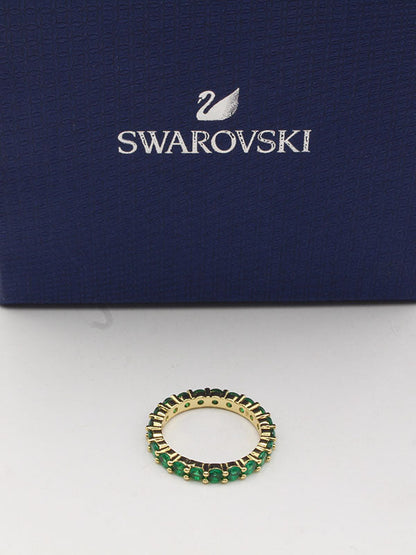 خاتم سواروفسكي دبله زركون خواتم Swarovski اخضر ذهبي 6