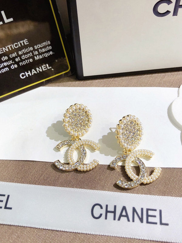 حلق شانيل كبير 2674 حلق chanel ذهبي 