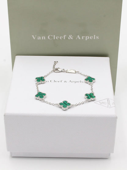 اساور فان كليف لوقو صغير اسواره van cleef اخضر فضي 