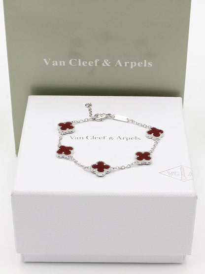 اساور فان كليف لوقو صغير اسواره van cleef عنابي فضي 