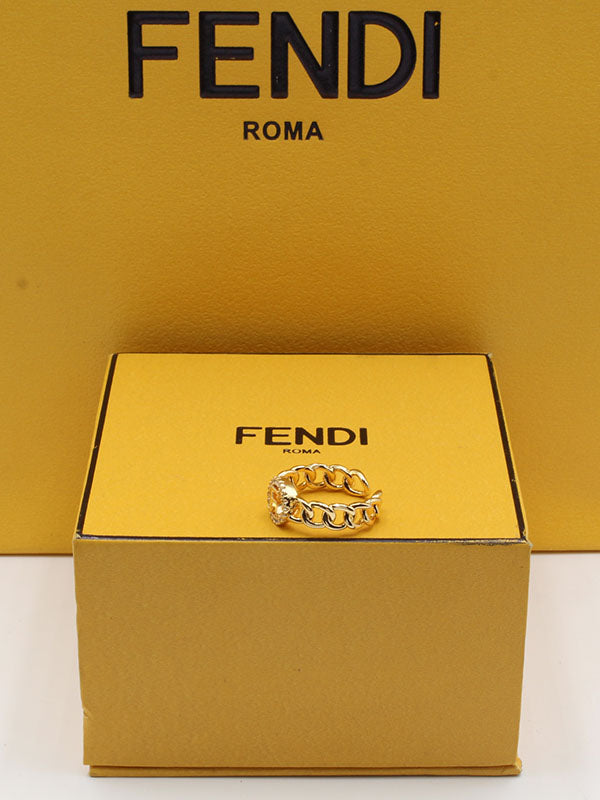 خاتم فندي ذهبي مدور زركون ناعم خواتم fendi  