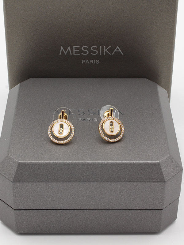 حلق ميسيكا مدور شيل ملون حلق messika ذهبي ابيض