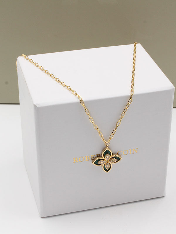 سلسال روبرت كوين زركون جنزير سلسال roberto coin اخضر ذهبي