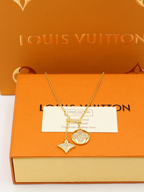 سلسال لويس فيتون تو بنتدنت فل زركون لوقو سلسال louis vuitton