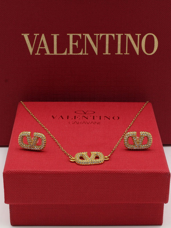 طقم فالنتينو زركون لوقو اطقم VALENTINO ذهبي 