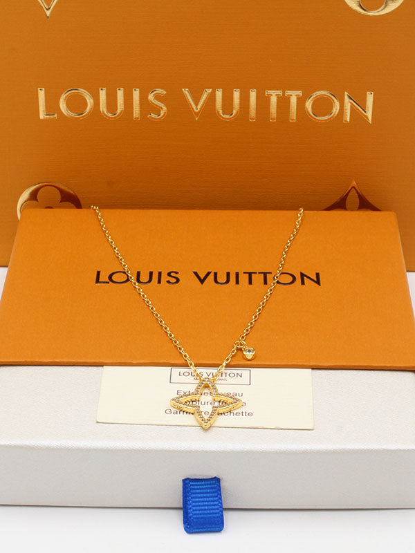 سلسال لويس فيتون سنقل فلاور زركون لوقو سلسال louis vuitton ذهبي