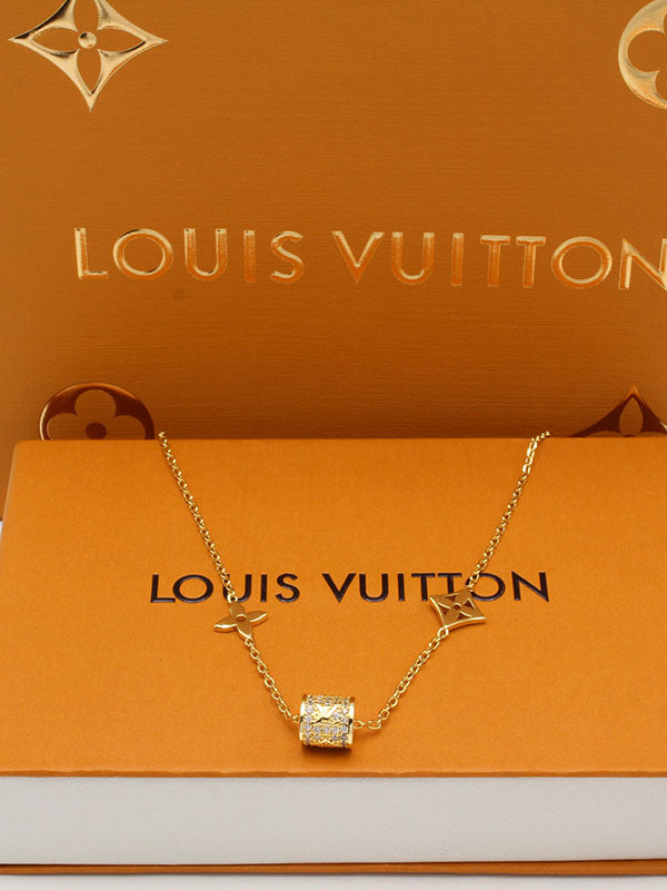 سلسال لويس فيتون اسطواني زركون لوقو سلسال louis vuitton ذهبي