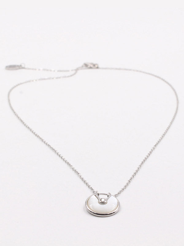 سلسال كارتير سيركل لوقو شيل ملون سلسال CARTIER ابيض فضي