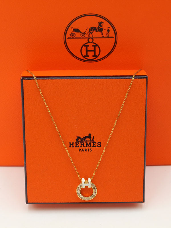 سلسال هيرمز مدور زركون سلسال HERMES ابيض ذهبي