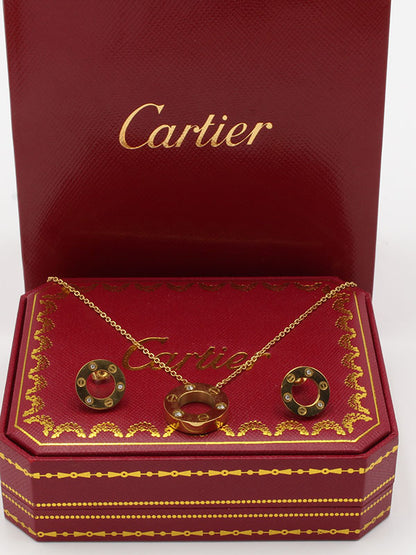 طقم كارتير سيركل 2 قطع ذهبي اطقم CARTIER ذهبي فصوص 