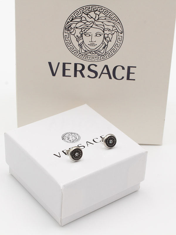 حلق فيرساتشي صغير حلق versace فضي اسود 