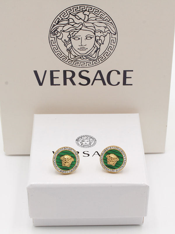 حلق فيرساتشي ملون حلق versace ذهبي اخضر 