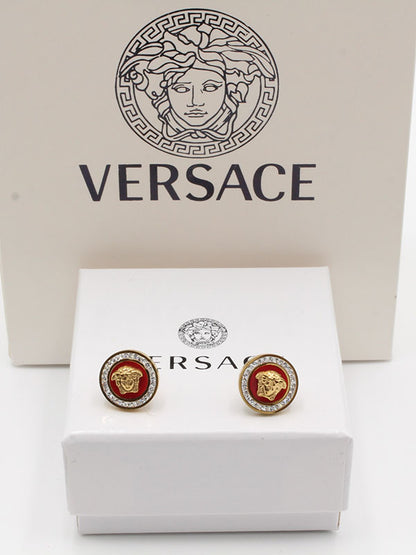 حلق فيرساتشي ملون حلق versace ذهبي عنابي 