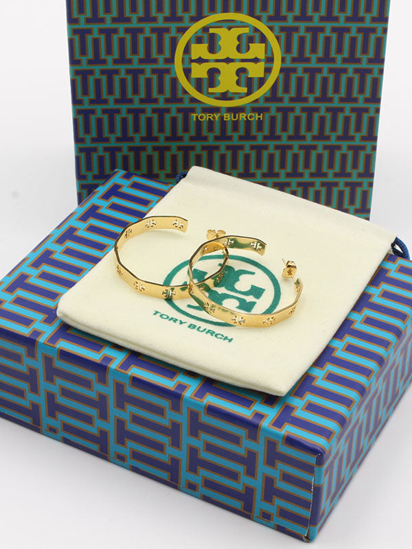 حلق توري بورش مضلع حلق tory burch ذهبي 