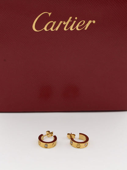 حلق كارتير مدور صغير زركون حلق CARTIER ذهبي 