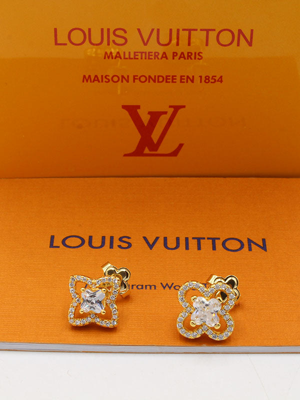 حلق لويس فيتون وردة زركون لوقو حلق louis vuitton