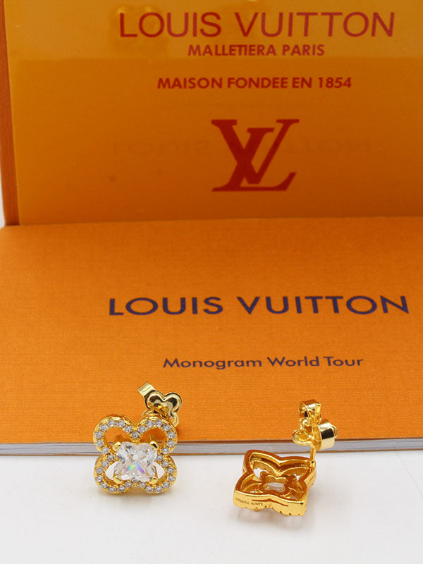 حلق لويس فيتون وردة زركون لوقو حلق louis vuitton