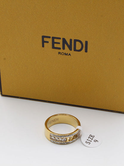 خاتم فندي زركون ذهبي خواتم fendi  