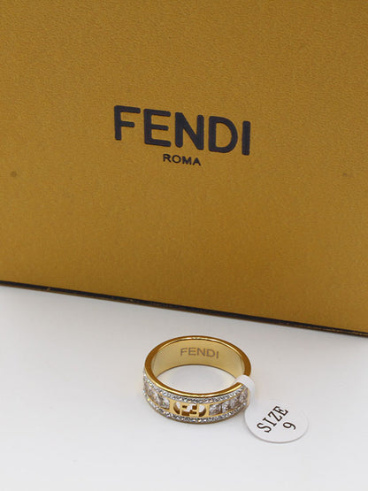 خاتم فندي زركون ذهبي خواتم fendi  