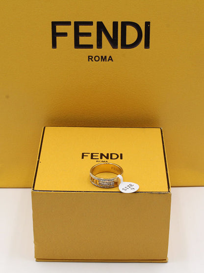 خاتم فندي زركون ذهبي خواتم fendi  