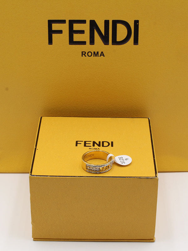 خاتم فندي زركون ذهبي خواتم fendi  