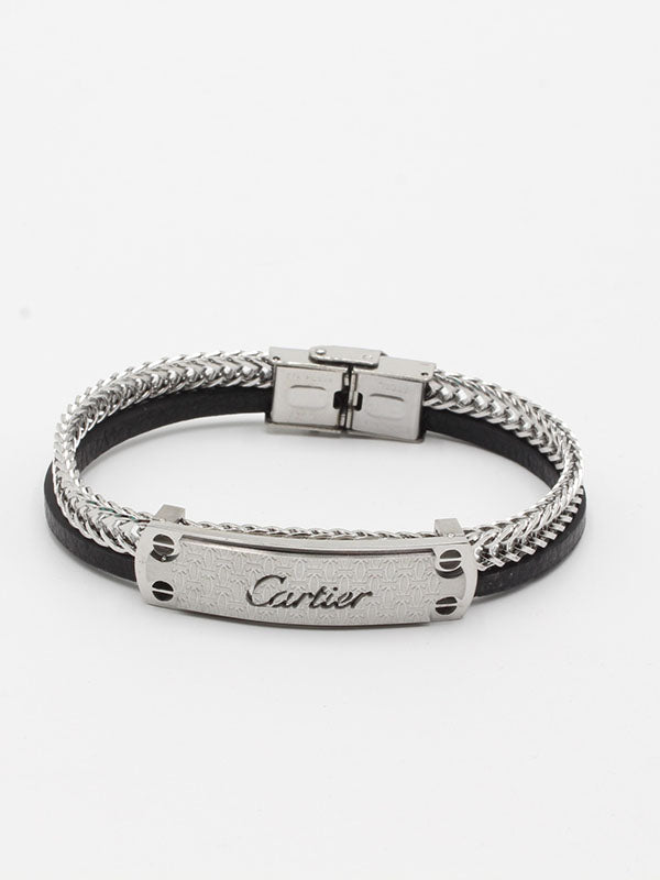 أسوارة كارتير رجالي جلد اسود شاين اند لذر اسواره CARTIER  