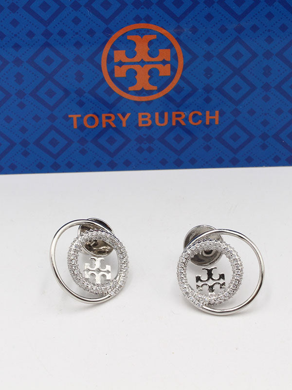 حلق توري بورش دبل سيركل زركون لوقو حلق tory burch