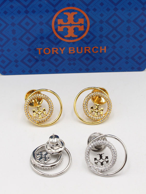 حلق توري بورش دبل سيركل زركون لوقو حلق tory burch