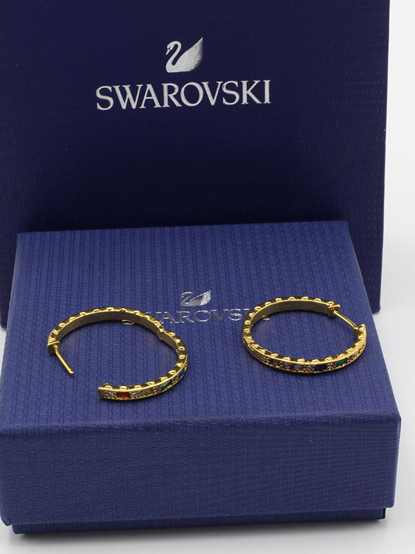 حلق سواروفسكي مدور ملون حلق Swarovski  